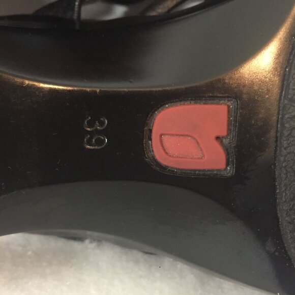 Umberto Raffini Platform Sandal Black Leather Slide Slip-On Flower Womens 8.5-9 - Picture 8 of 10